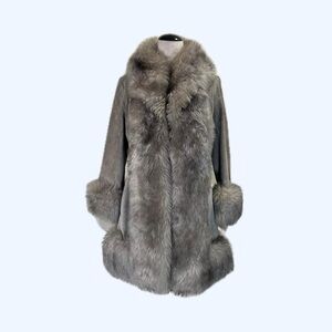Stunning Vintage Penny Lane Lamb Real Natural Fur Suede Leather Shearling Coat
